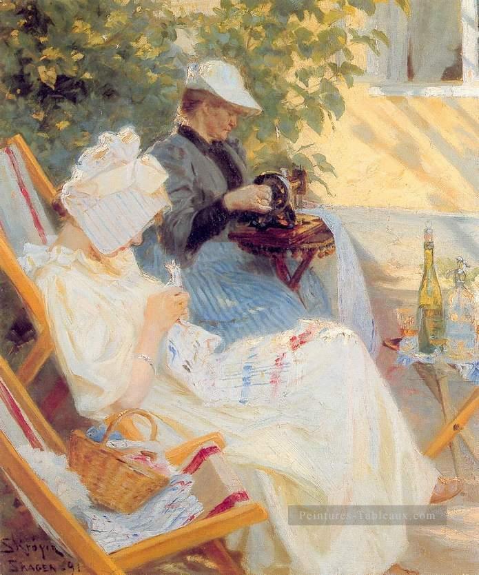 Marie et sa mère au jardin 1891 Peder Severin Kroyer Peintures à l'huile